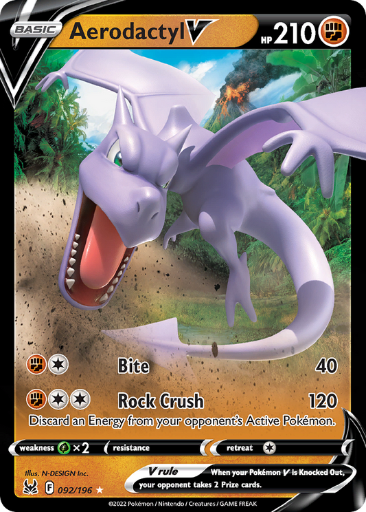 Aerodactyl V - Lost Origin 092/196  (Foil) - Near Mint - Ungraded