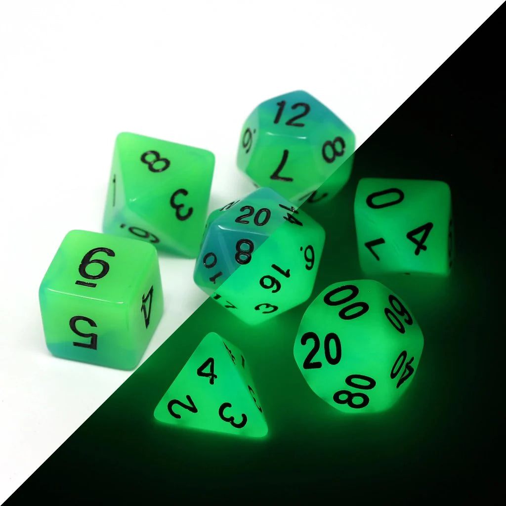 7pc RPG Set - Glow-in-the-Dark - Driftglobe - Die Hard Dice