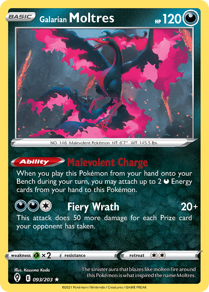 Galarian Moltres - Evolving Skies 093/203  (Foil) - Near Mint - Ungraded
