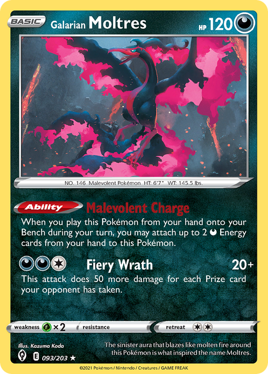 Galarian Moltres - Evolving Skies 093/203  (Foil) - Near Mint - Ungraded