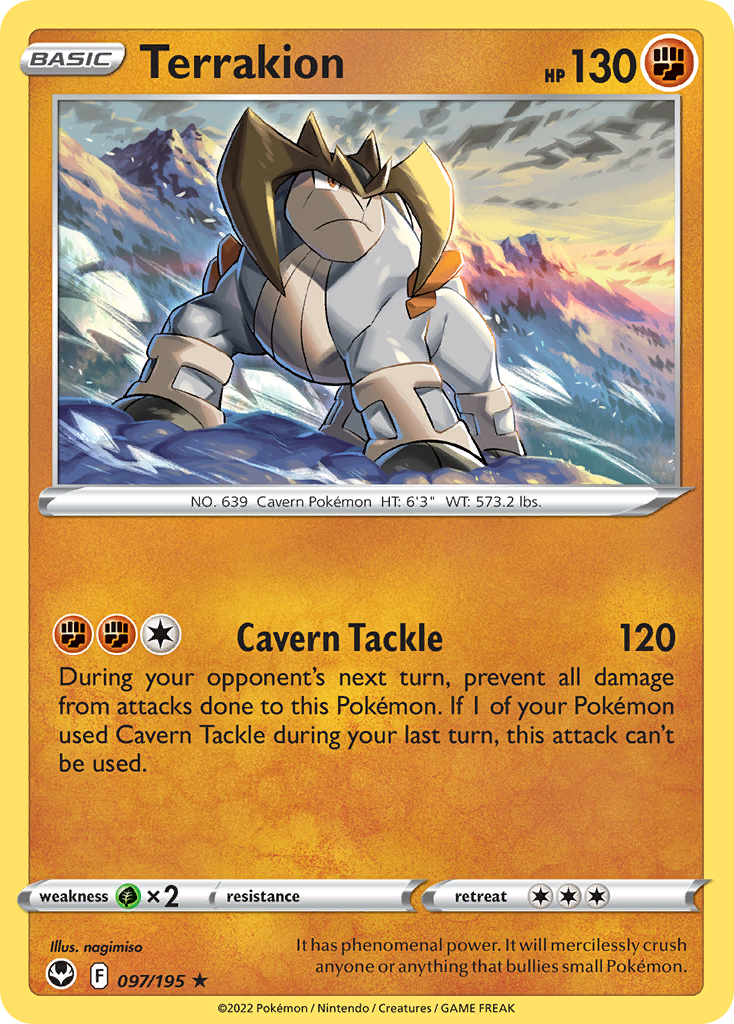 Terrakion - Silver Tempest 097/195 (Foil) - Near Mint