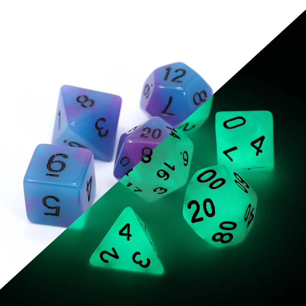 7pc RPG Set - Glow-in-the-Dark - Eldritch Blast - Die Hard Dice
