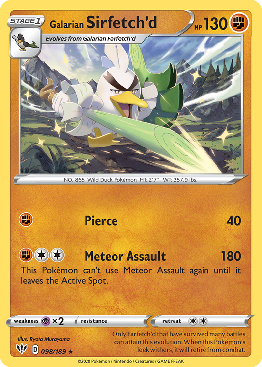 Galarian Sirfetch'd - Darkness Ablaze 098/189 - Near Mint