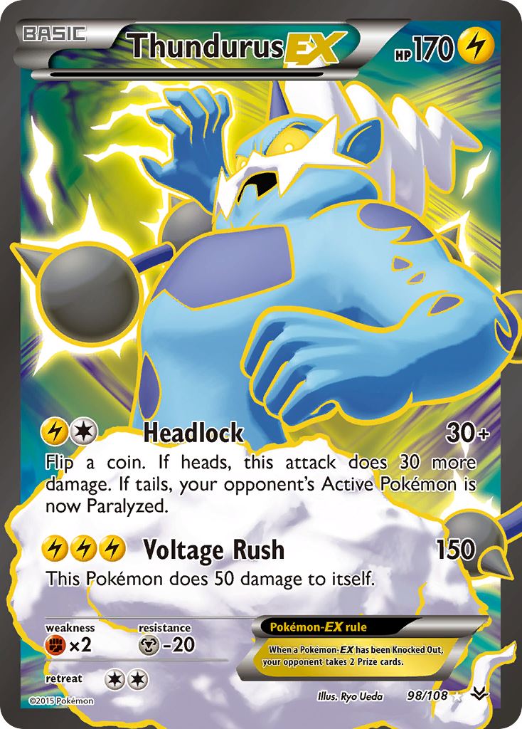 Thundurus EX (98 Full Art) - Roaring Skies 98 (Foil) - Moderately Played