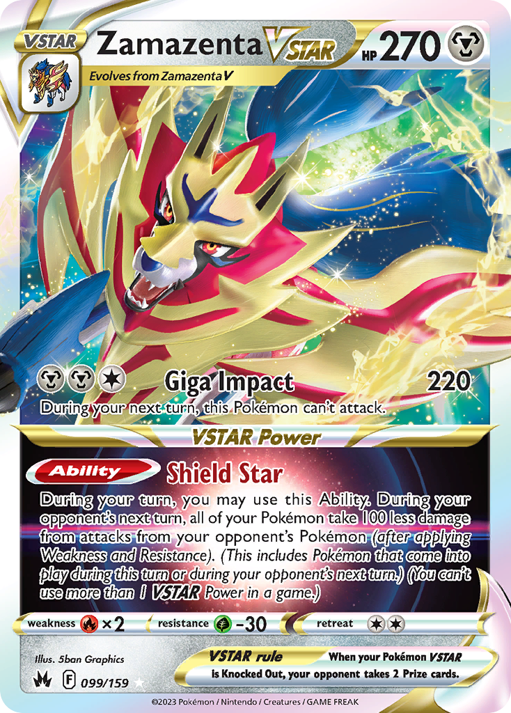 Zamazenta VSTAR - Crown Zenith 099/159 (Foil) - Near Mint
