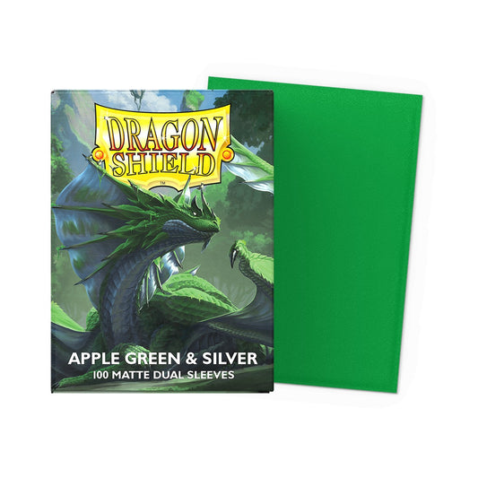 Dragon Shield Sleeves: Standard Matte Dual - Apple Green & Silver 100CT