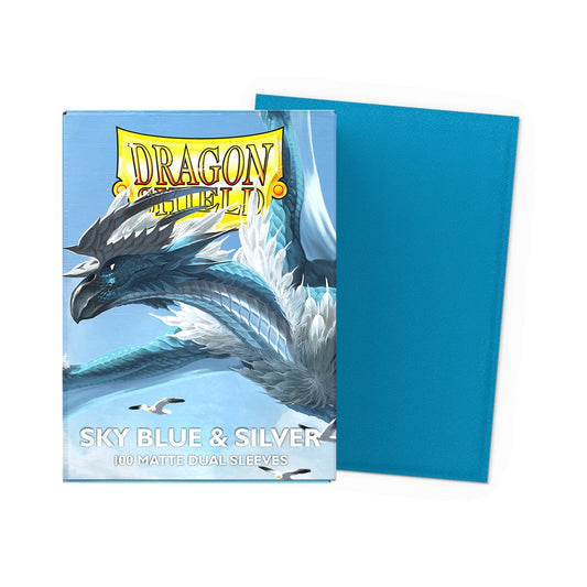 Dragon Shield Sleeves: Standard Matte Dual - Sky Blue & Silver 100CT
