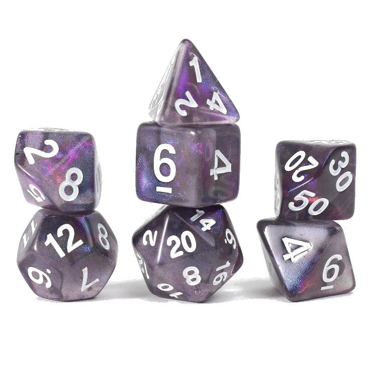 Sirius Dice: Unearthed Treasure Amethyst 7-Piece Polyhedral RPG Dice Set