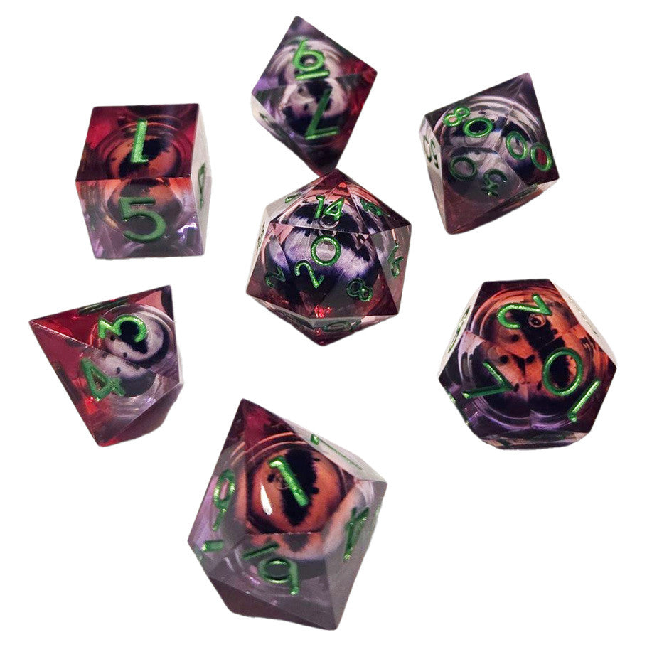 7-Set ICU Liquid Core Red Purple Dice