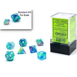 Chessex: Festive Mini-hedral Waterlily/white 7-Die set