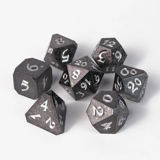 7pc RPG Set - Shadowlance with Silver - Die Hard Dice