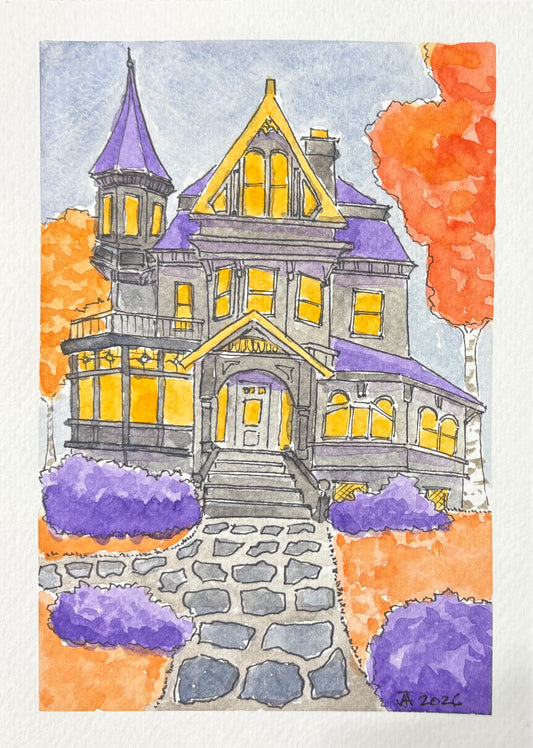 Spooky Halloween Gothic-Victorian Mansion Watercolor Workshop - Watercolor Class 4 (October 26)
