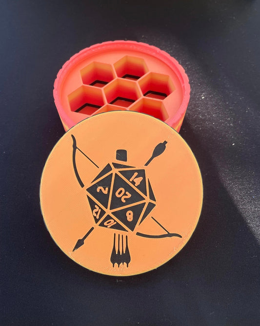 Small Round Archer Dice Case Holder (Printlings)