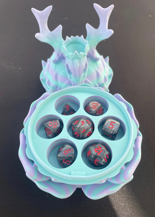 Deer Skull Head Dice Holder - Blue and Purple (Printlings)