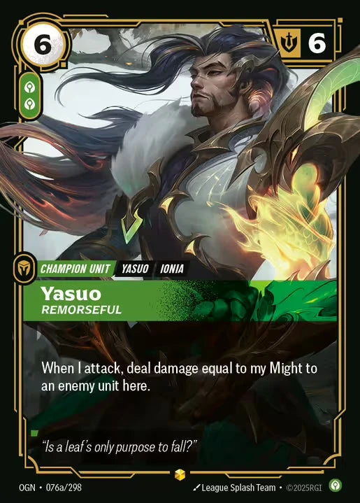 Yasuo - Remorseful (Alternate Art) - Origins 076a/298  (Foil)