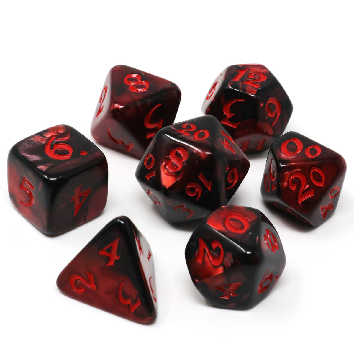7pc RPG Set - Elessia Kybr - Inquisitor with Red - Die Hard Dice