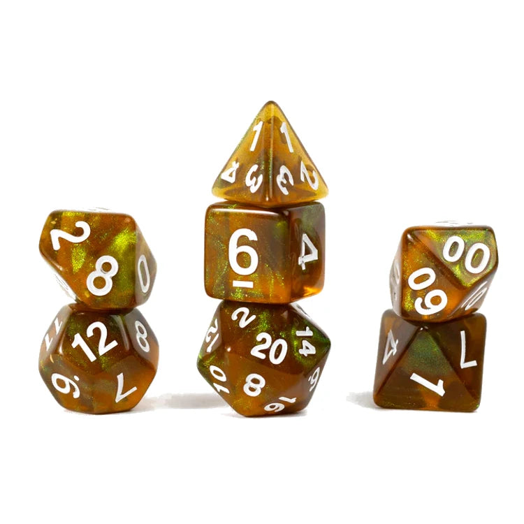 Sirius Dice: Unearthed Treasure Peridot 7-Piece Polyhedral RPG Dice Set