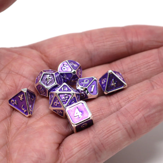 Critlings 7pc Mini RPG Set - Platinum Amethyst - Die Hard Dice