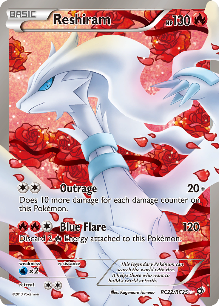 Reshiram (Full Art) - Legendary Treasures: Radiant Collections RC22  (Foil) - Heavily Played - Foil