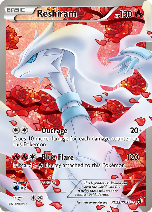Reshiram (Full Art) - Legendary Treasures: Radiant Collections RC22  (Foil) - Heavily Played - Foil