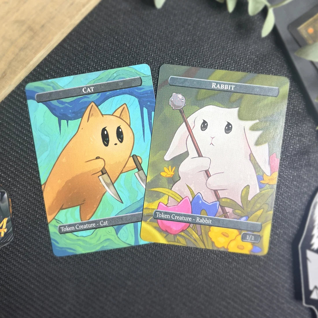 Caverns & Calicos Manacat Tokens & Proxies - Rabbit & Cat Token Set