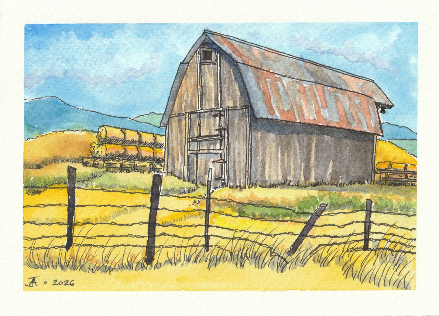 Rustic Barn Watercolor Workshop - Watercolor Class 1  (September 14)