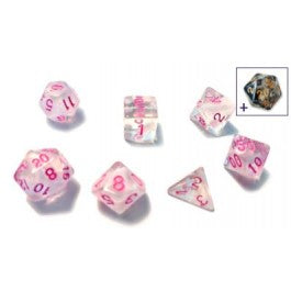 Sirius Dice: 7CT White Cloud Pink Ink Polyhedral Dice Set