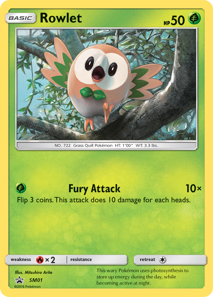 Rowlet - Sun & Moon Promo SM01 (Foil) - Near Mint