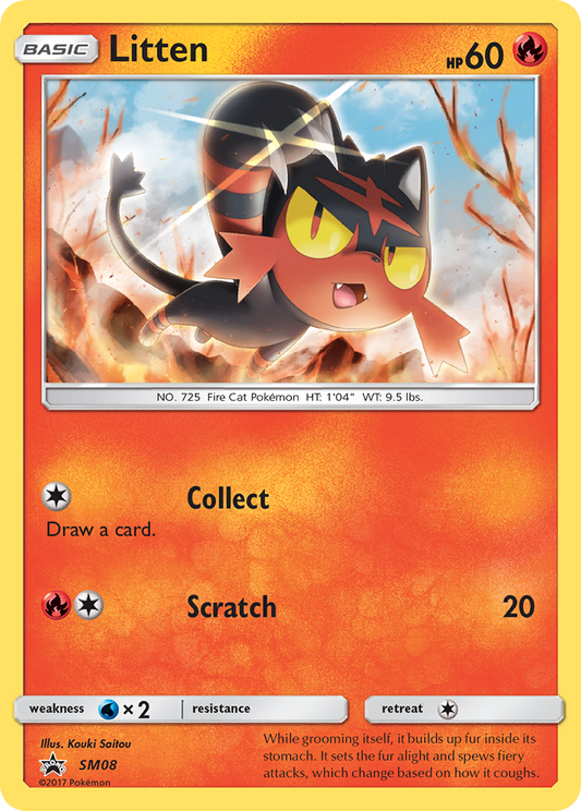 Litten - Sun & Moon Promo SM08 (Foil) - Heavily Played