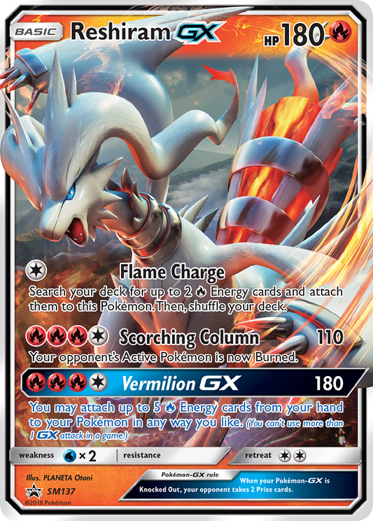 Reshiram GX - Sun & Moon Promo SM137 (Foil) - Damaged