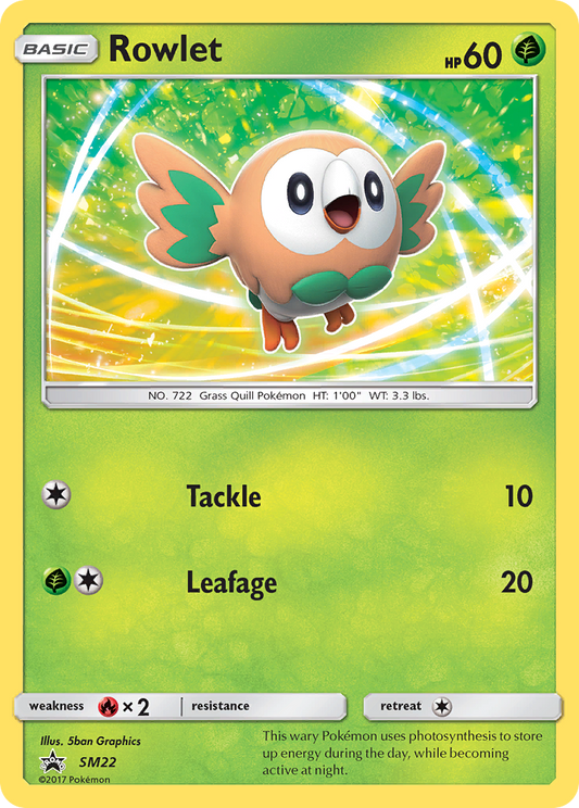 Rowlet - SM Black Star Promos SM22  (Foil) - Moderately Played