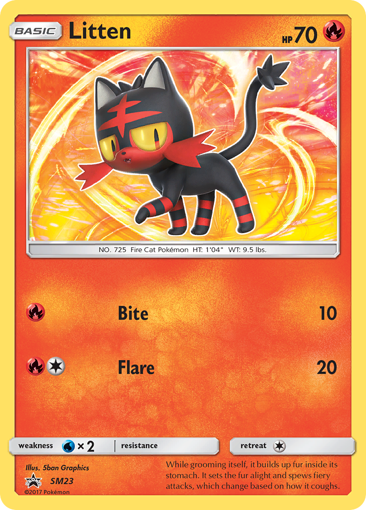 Litten - Sun & Moon Promo SM23 (Foil) - Heavily Played