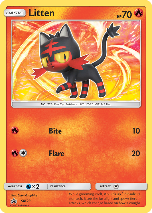 Litten - Sun & Moon Promo SM23 (Foil) - Heavily Played