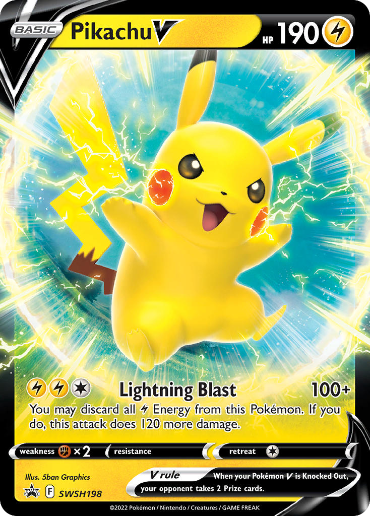 Pikachu V - Sword & Shield Promo SWSH198 (Foil) - Moderately Played