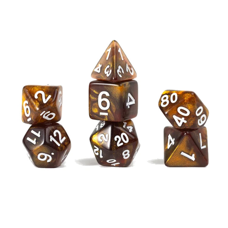 Sirius Dice: Unearthed Treasure Topaz 7-Piece Polyhedral RPG Dice Set