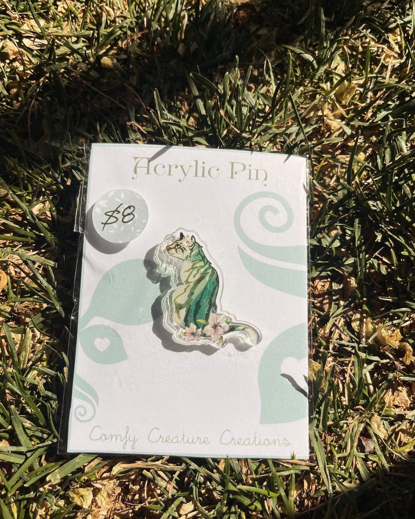 Watermelon Cat Acrylic Pin