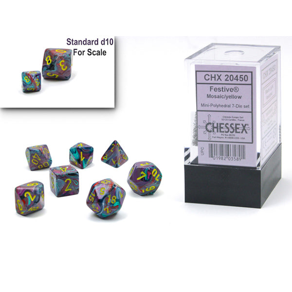 Chessex:  7-Die Set Mini Festive: Mosaic/Yellow