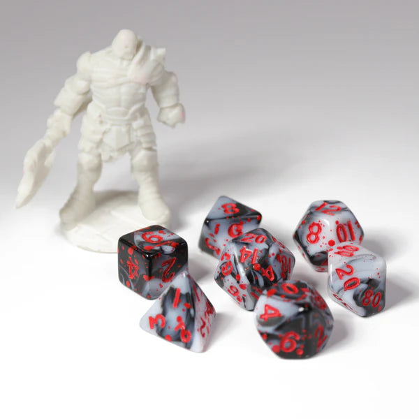 7pc Mini RPG set - Bloody Crimson Noir - Die Hard Dice