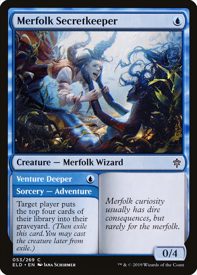 Merfolk Secretkeeper // Venture Deeper - Throne of Eldraine 53 (Foil)