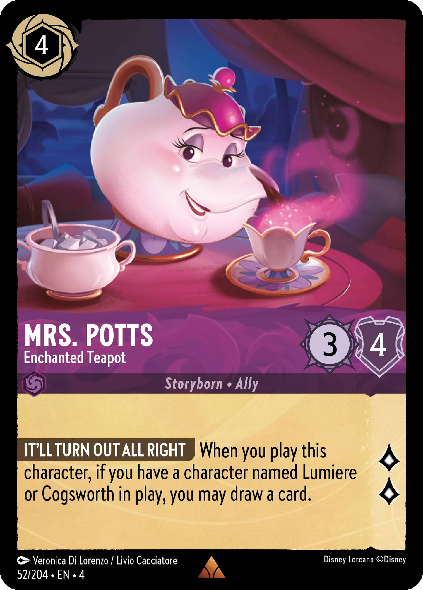 Mrs. Potts - Enchanted Teapot - Ursula's Return 52/204 (Foil) - Near Mint