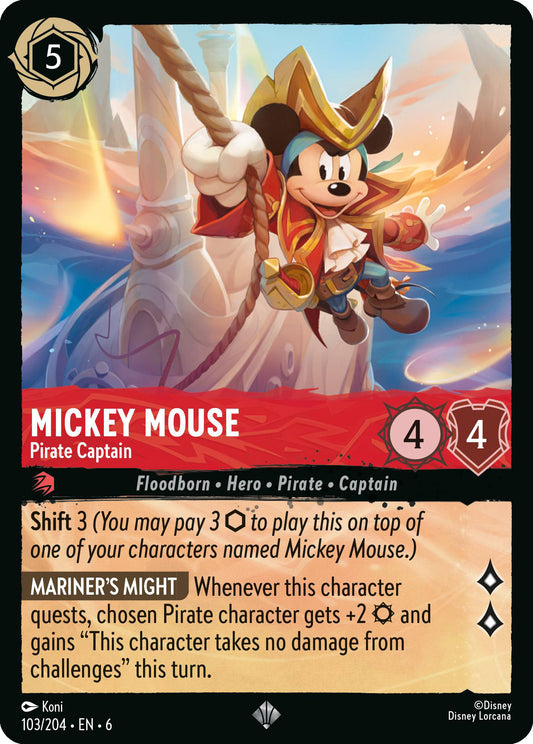 Mickey Mouse - Pirate Captain - Azurite Sea 103/204  (Foil) - Near Mint - Ungraded