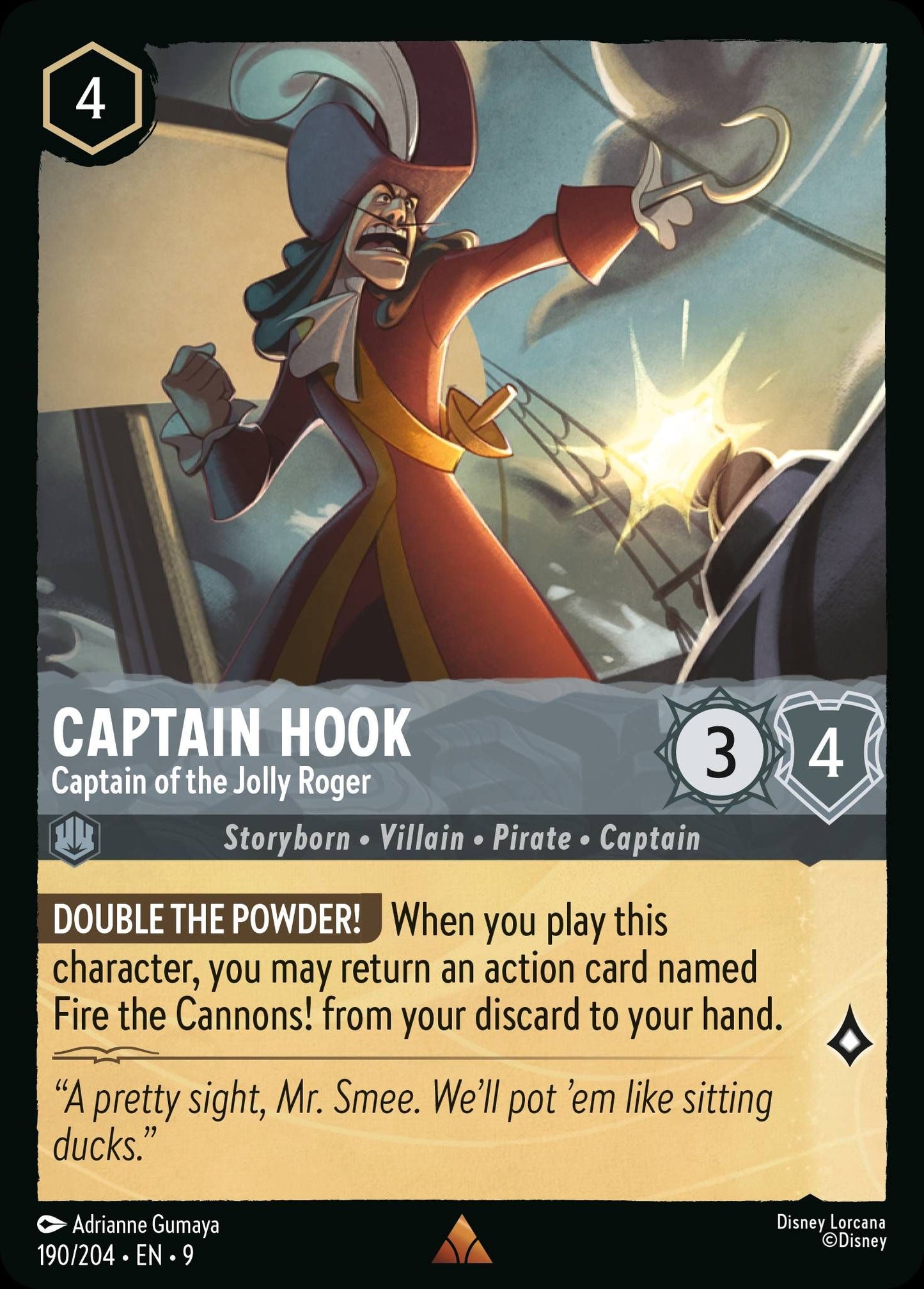 Captain Hook - Captain of the Jolly Roger - Fabled 190/204 (Foil) - Near Mint