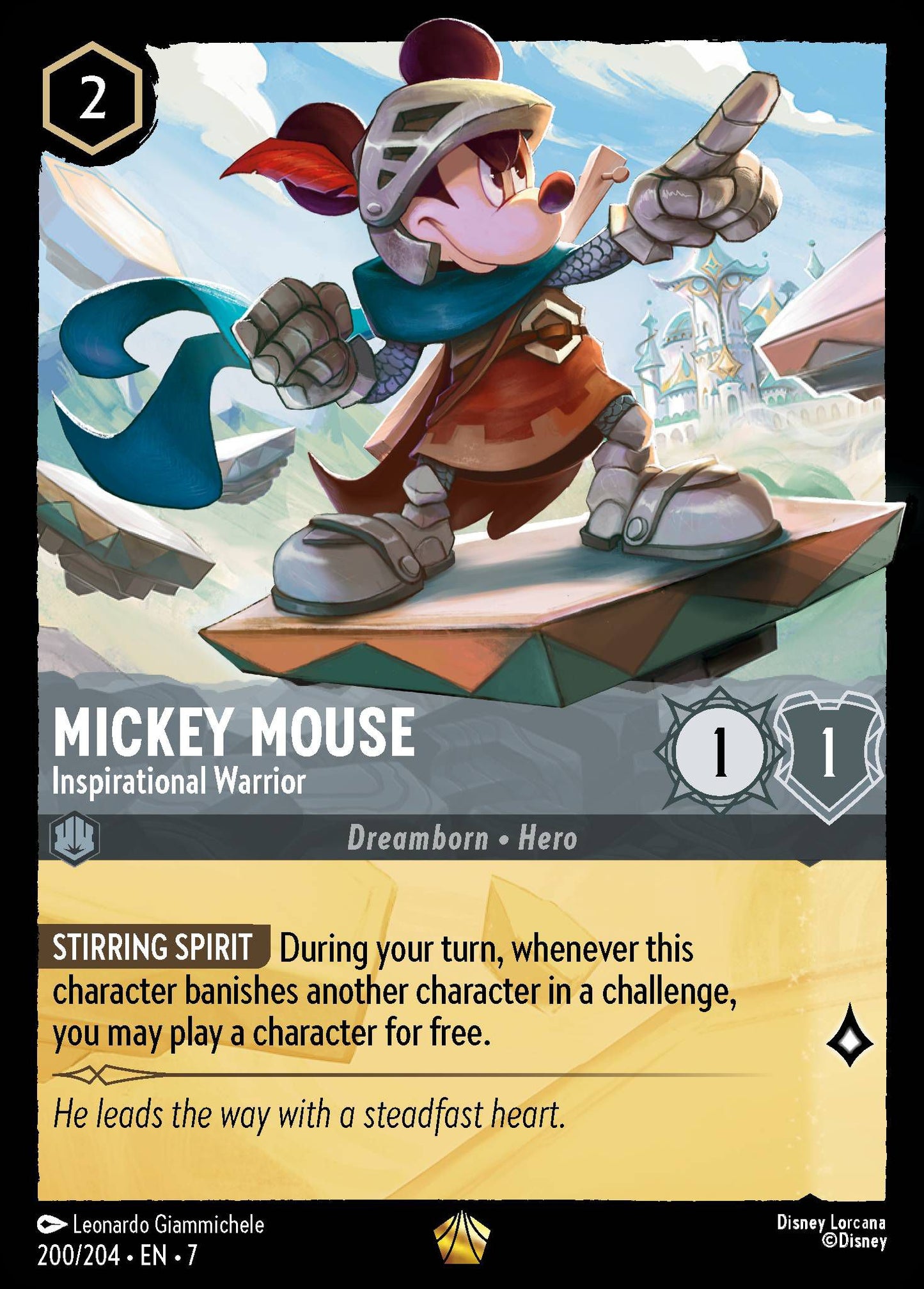 Mickey Mouse - Inspirational Warrior - Archazia's Island 200/204  - Near Mint - Ungraded