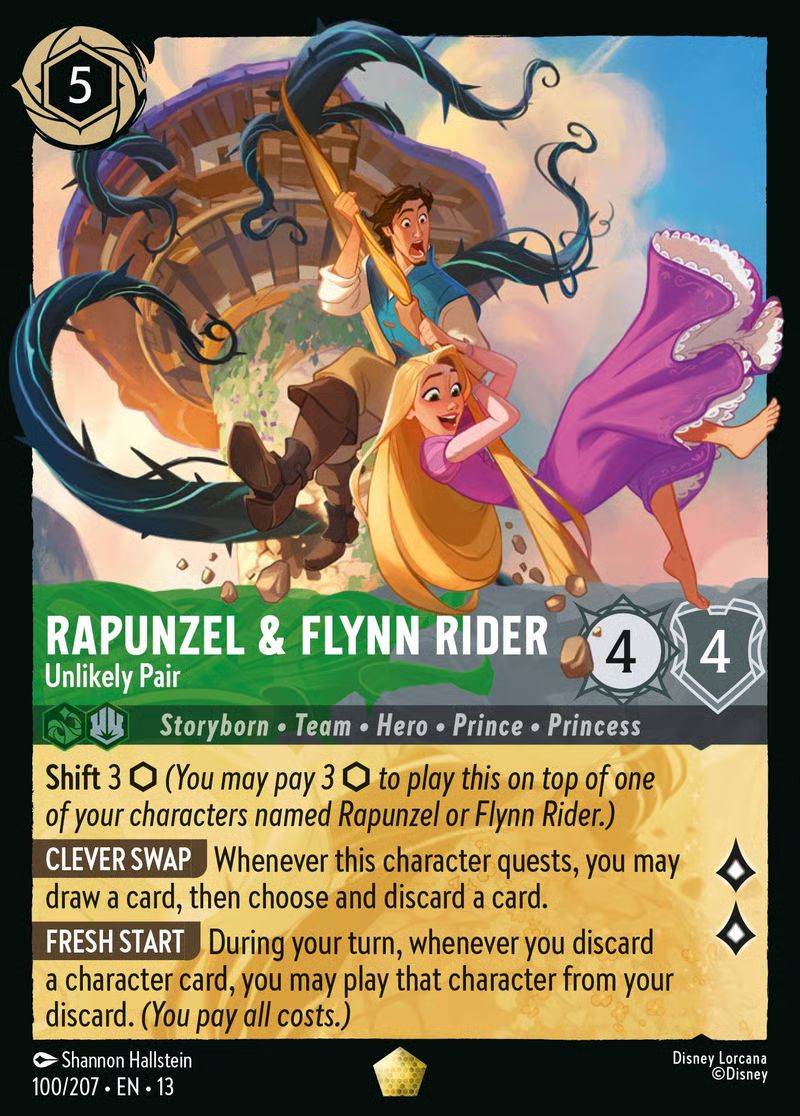 Rapunzel & Flynn Rider - Unlikely Pair - Attack of the Vine! 100/204 - Near Mint