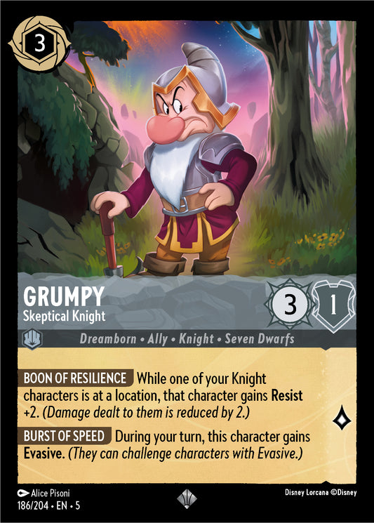 Grumpy - Skeptical Knight - Shimmering Skies 186/204  - Near Mint - Ungraded