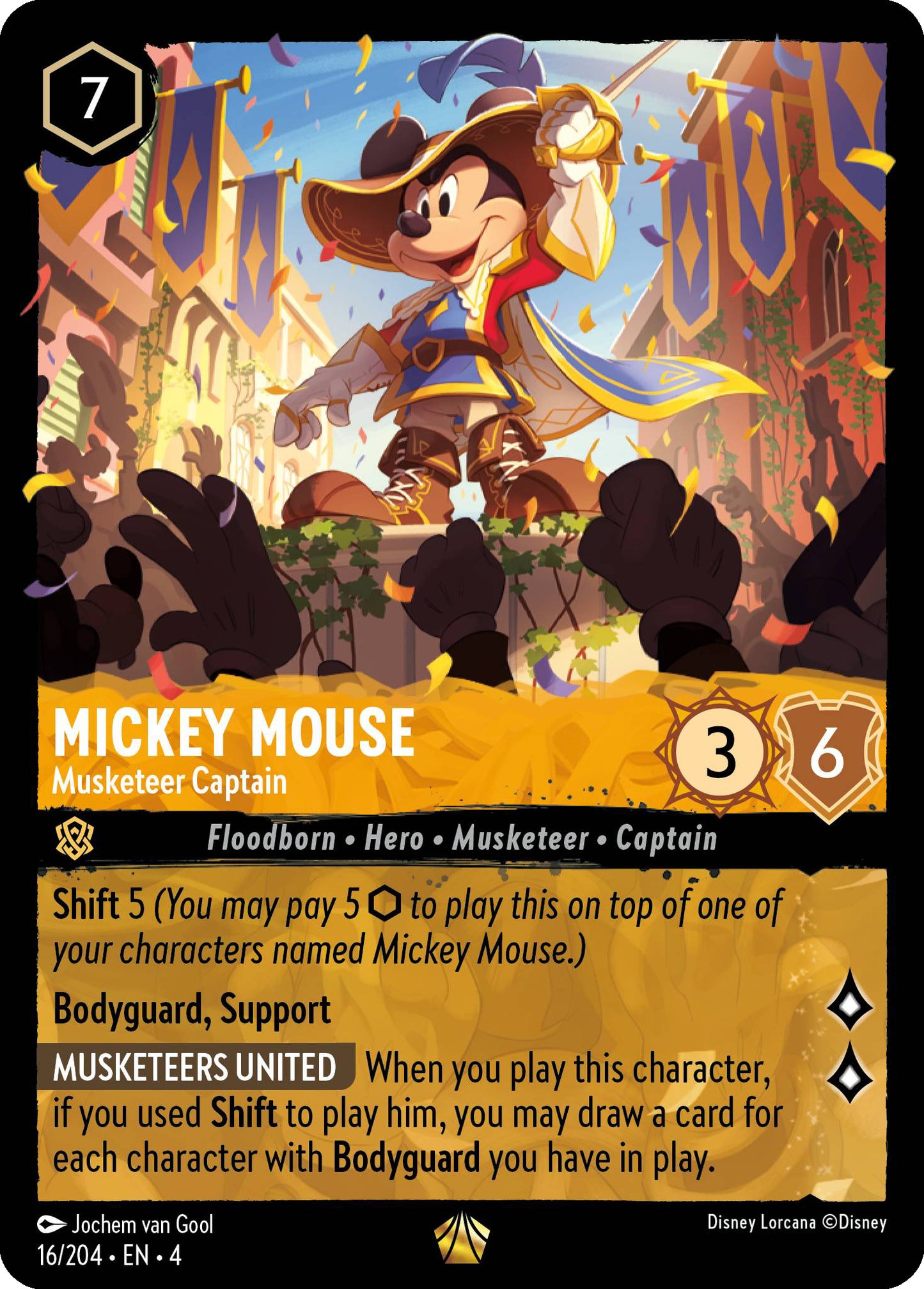 Mickey Mouse - Musketeer Captain - Ursula's Return 16/204 (Foil) - Near Mint