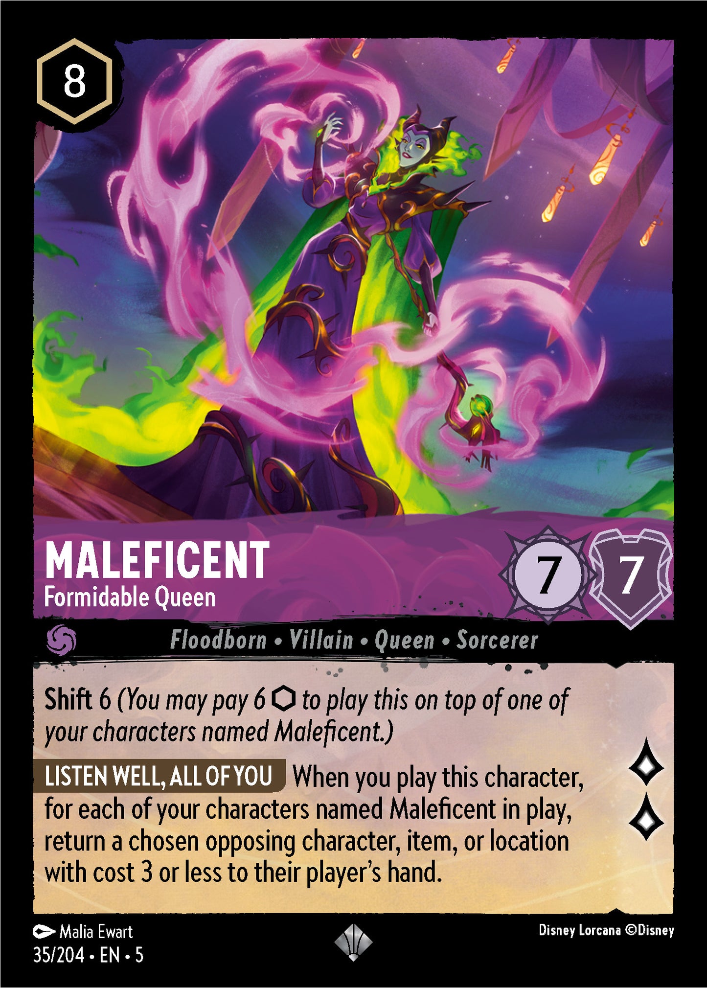 Maleficent - Formidable Queen - Shimmering Skies 35/204  - Near Mint - Ungraded