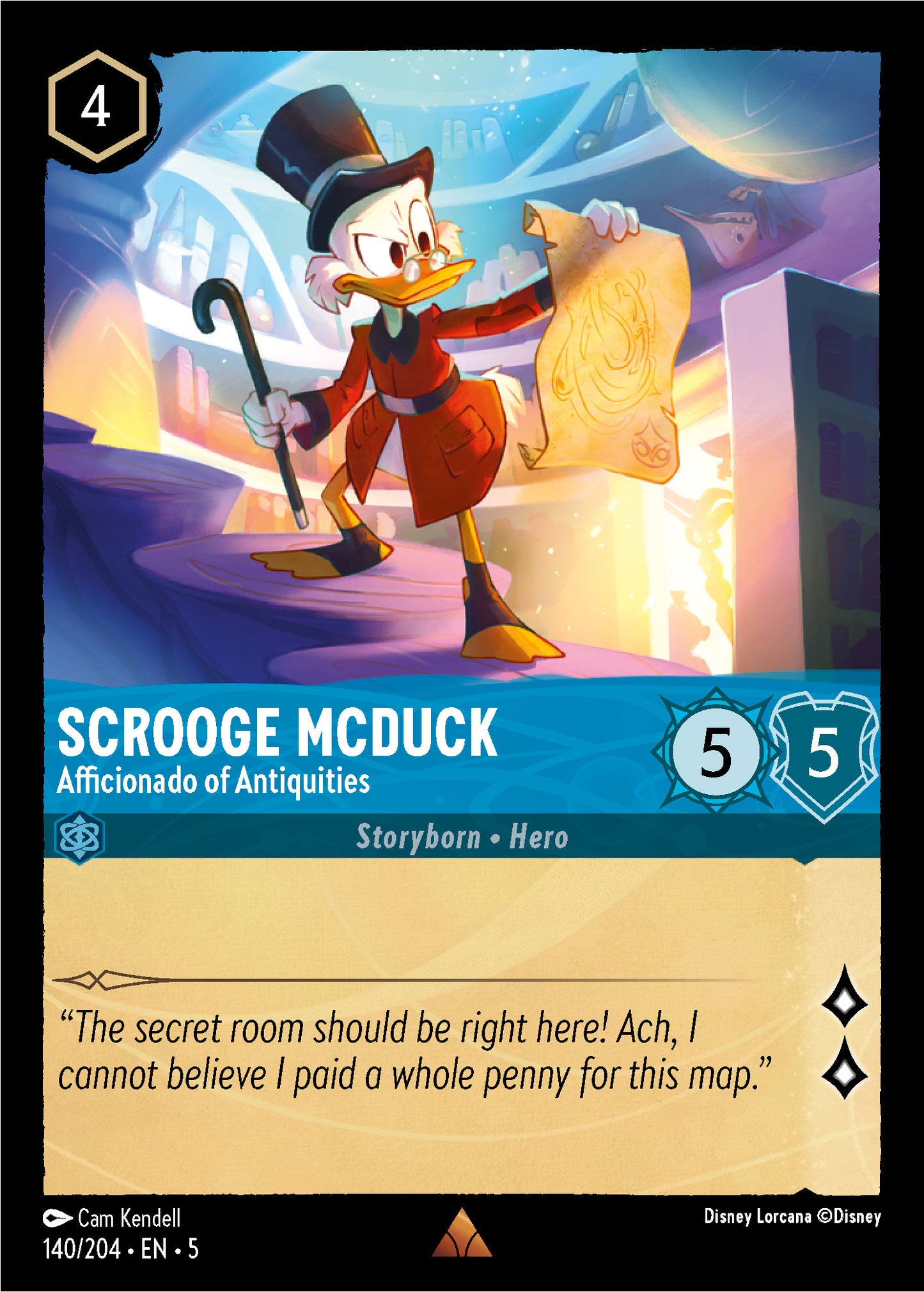 Scrooge McDuck - Afficionado of Antiquities - Shimmering Skies 140/204  (Foil) - Near Mint - Ungraded