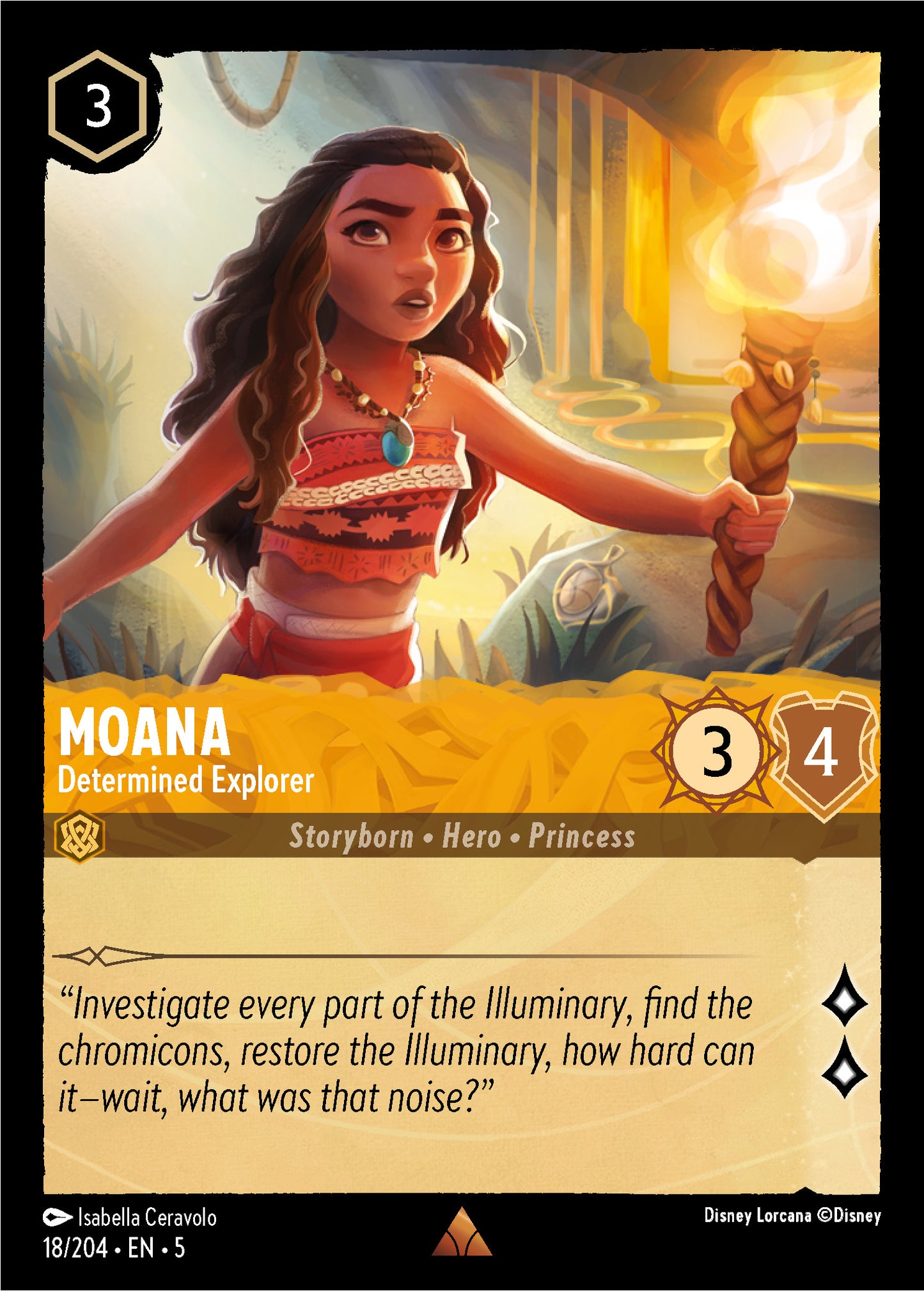 Moana - Determined Explorer - Shimmering Skies 18/204  - Near Mint - Ungraded