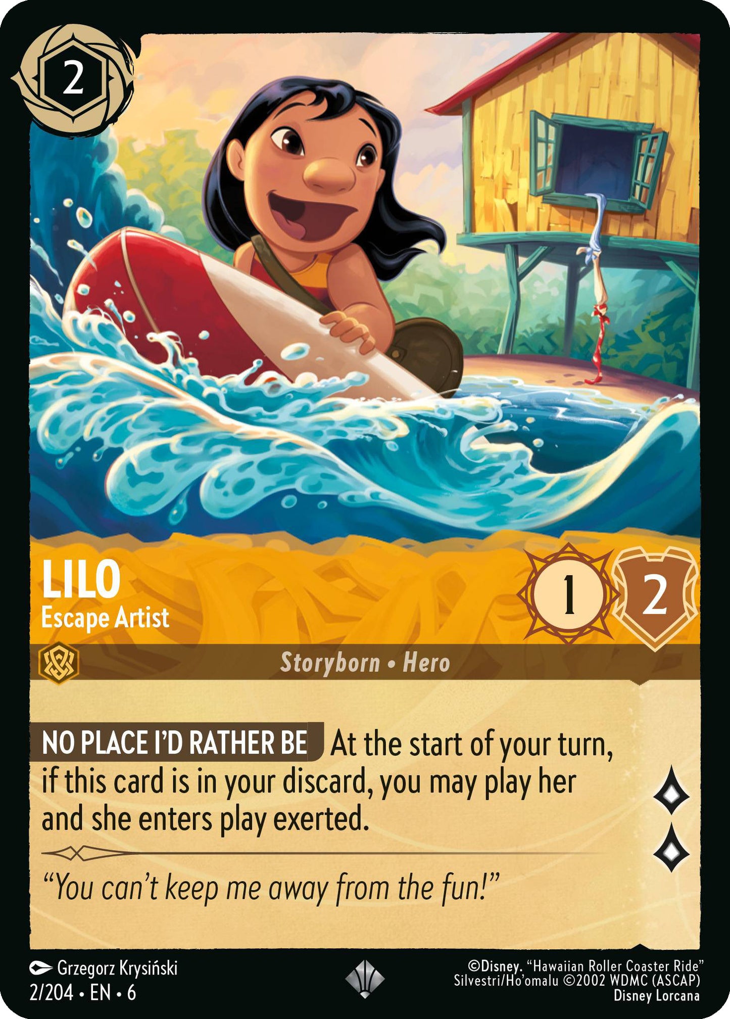 Lilo - Escape Artist - Azurite Sea 2/204  - Near Mint - Ungraded